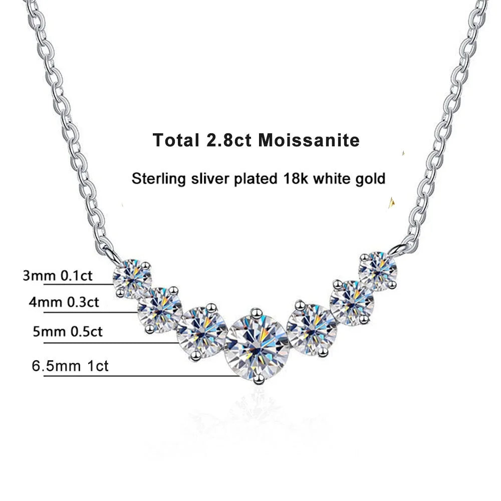 Moissanite Necklace – 18k White Gold Plated | 925 Sterling Silver | Fine Wedding Jewelry for Men & Women