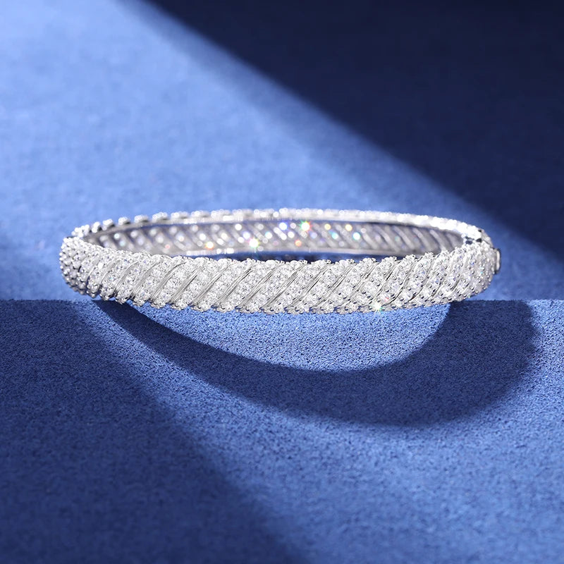 Moissanite Twist Bracelet – 8mm Iced Out | S925 Sterling Silver Hip Hop Jewelry for Men & Women