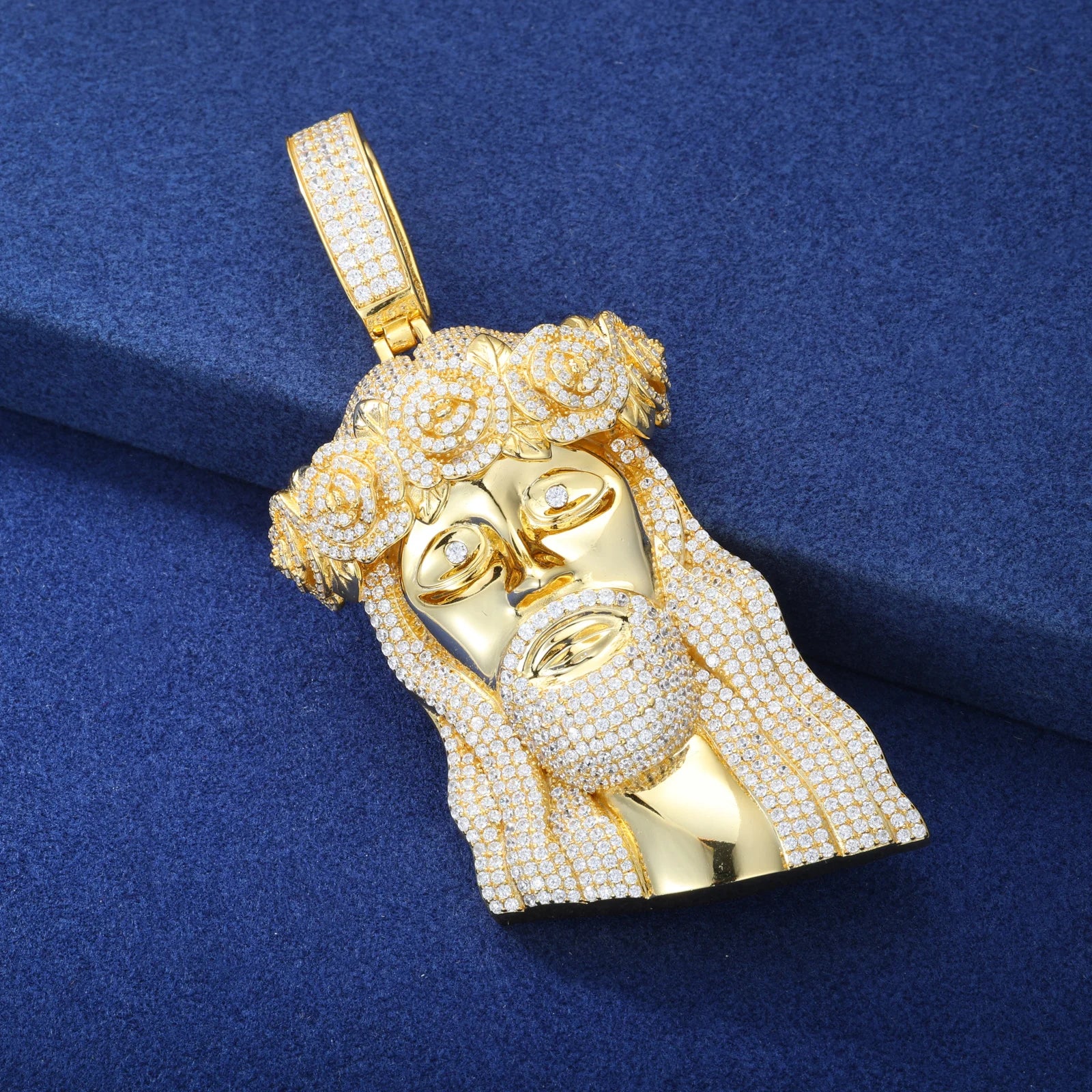 Moissanite Jesus Head Pendant Necklace – Iced Out VVS | 925 Sterling Silver Hip Hop Christian Jewelry for Men & Women