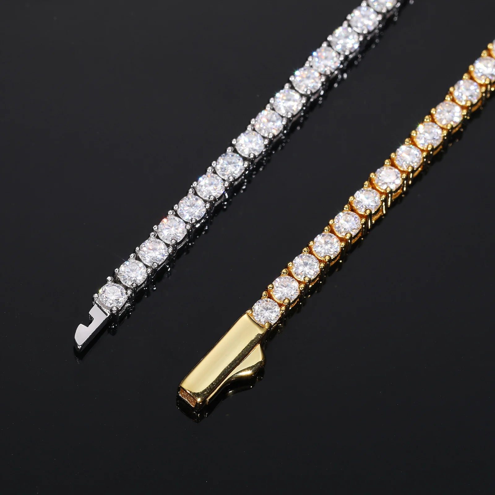 Moissanite Tennis Chain Necklace – Iced Out Diamond 2mm 3mm 4mm 5mm | 925 Sterling Silver Gold Plated Jewelry