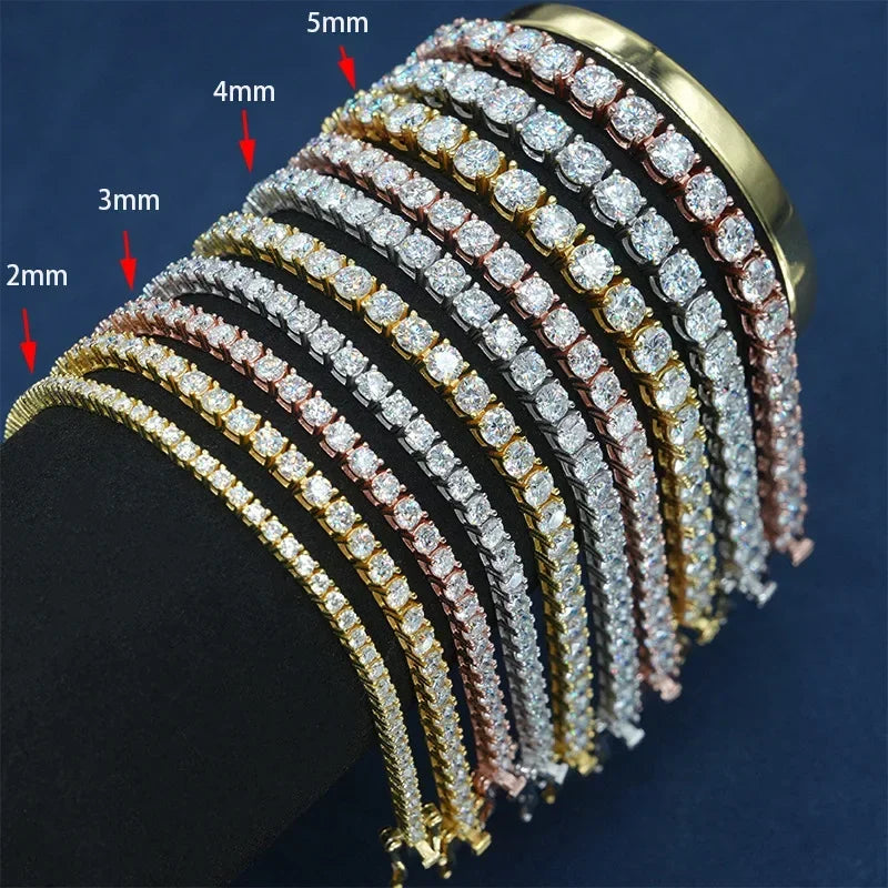 Moissanite Tennis Necklace – Patented Buckle Hip Hop Diamond Tennis Chain | 925 Sterling Silver Jewelry for Women & Men