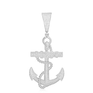 Moissanite Anchor Pendant Necklace – Iced Out Design | 925 Sterling Silver Hip Hop Jewelry for Men & Women