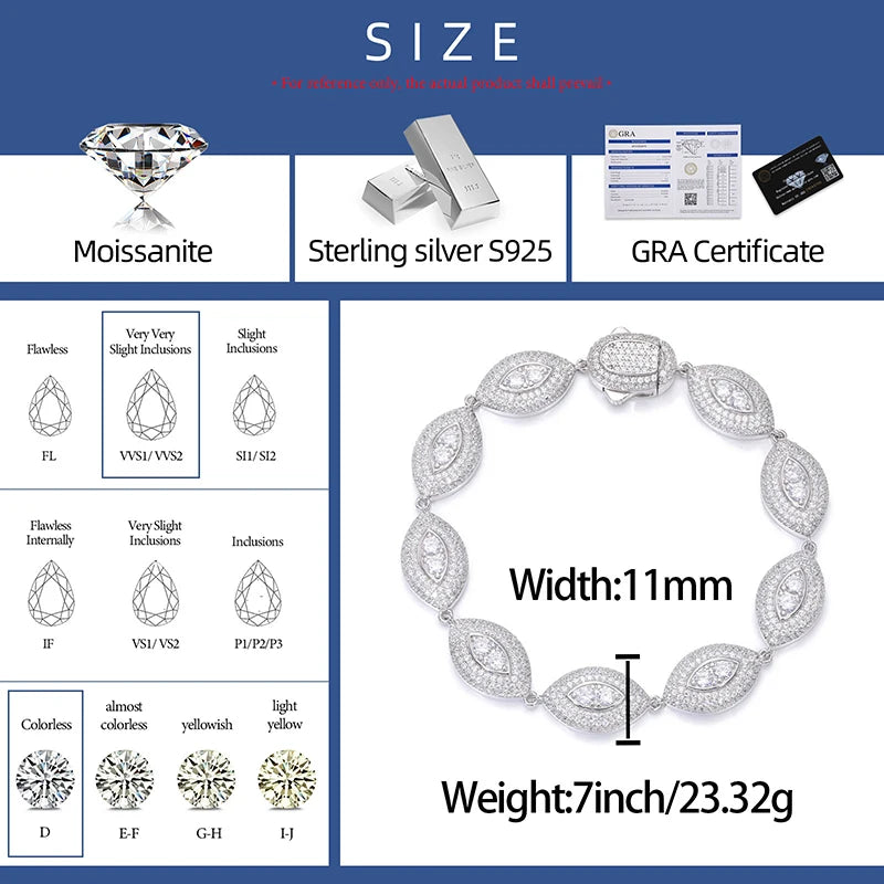 Moissanite Eye Bracelet – Iced Out Prong Setting | S925 Sterling Silver Hip Hop Jewelry for Men & Women