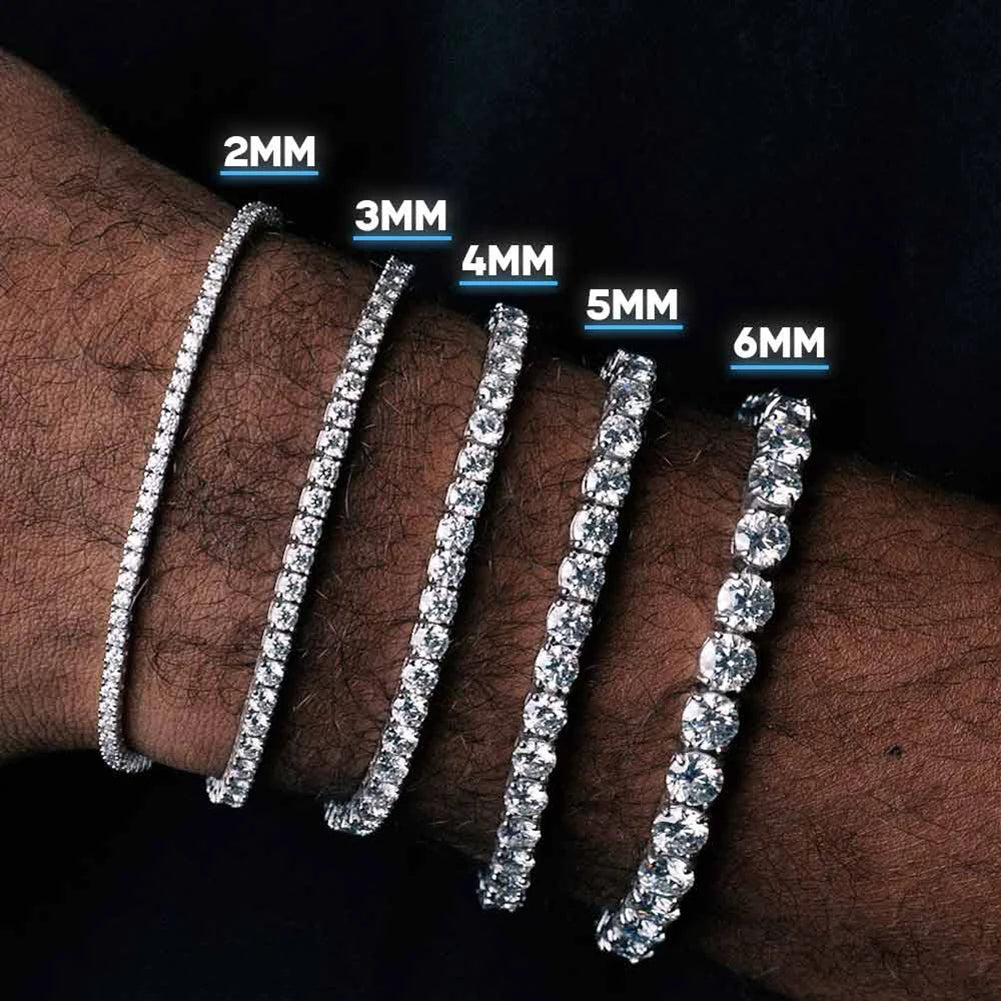 Moissanite Tennis Chain Necklace – 3mm 4mm 5mm D Color VVS Pass Diamond Test with GRA Certificate | 925 Sterling Silver Jewelry