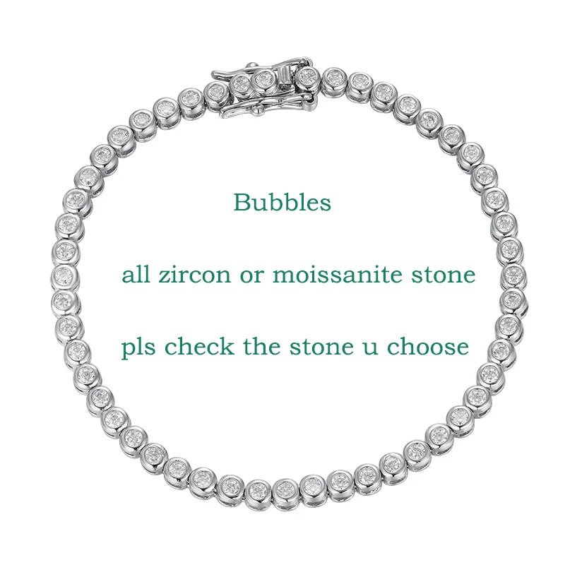 Moissanite Tennis Bracelet – 2mm D Color 100% Real Lab Diamond | 925 Sterling Silver Hip Hop Party Chain Jewelry for Men & Women