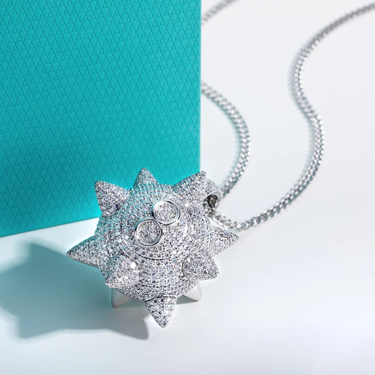 Moissanite Meteor Hammer Pendant Necklace – Chunky Layered Design | 925 Sterling Silver Hip Hop Keychain 60cm for Men & Women