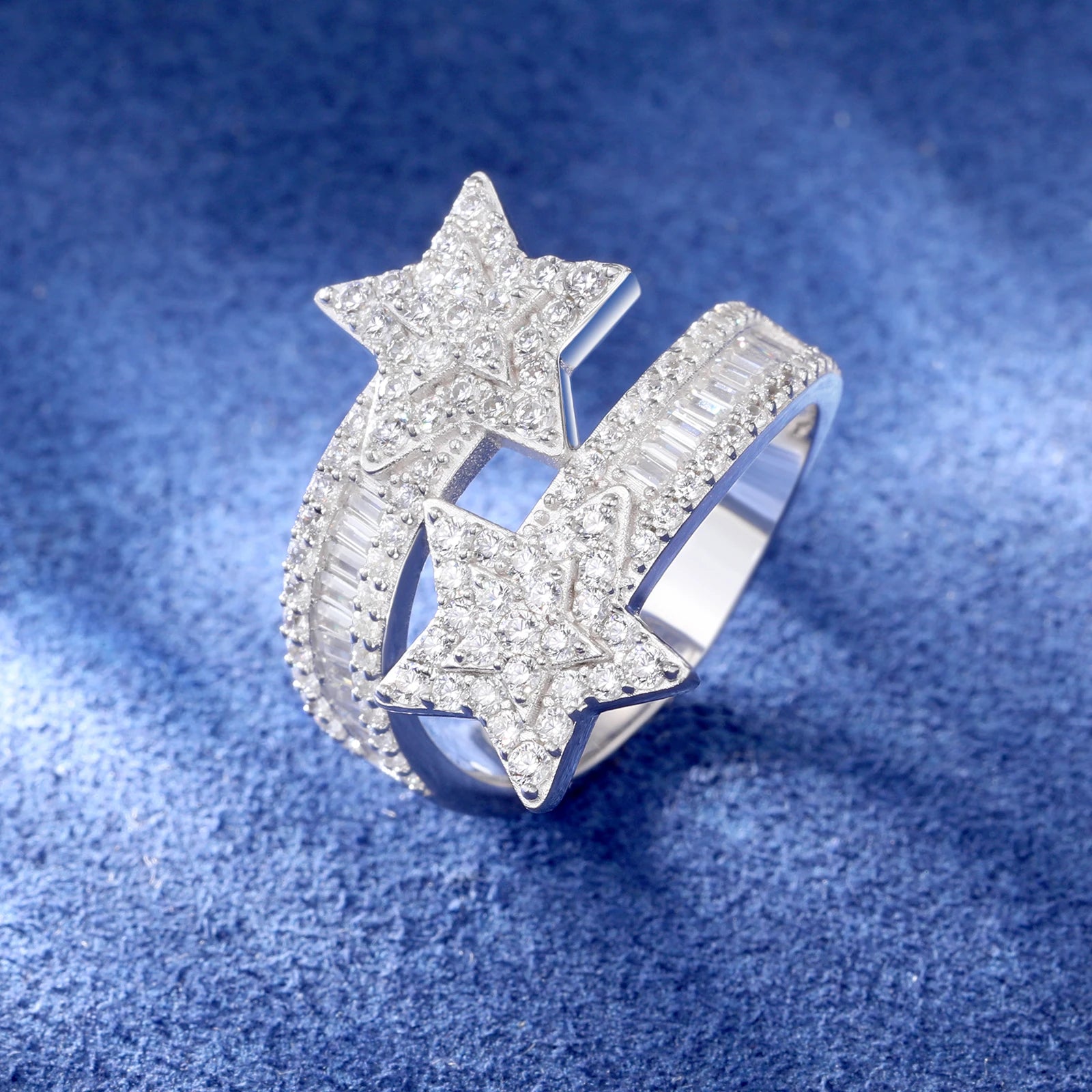 Moissanite Star Ring – Iced Out Design | 925 Sterling Silver Luxury Jewelry for Men & Women