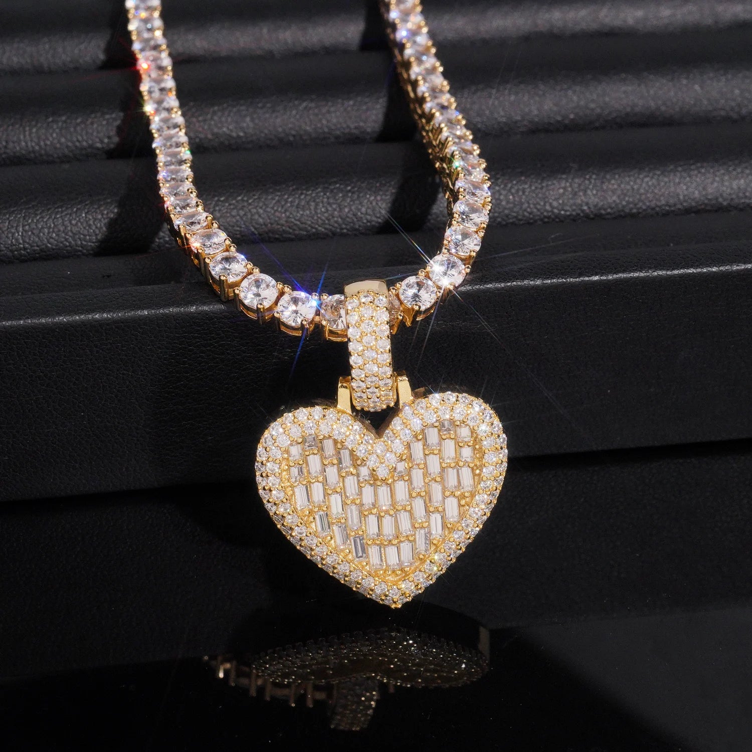 Moissanite Heart Pendant – Hip Hop Design with Certificate | 925 Sterling Silver Fits 3mm Tennis Chain