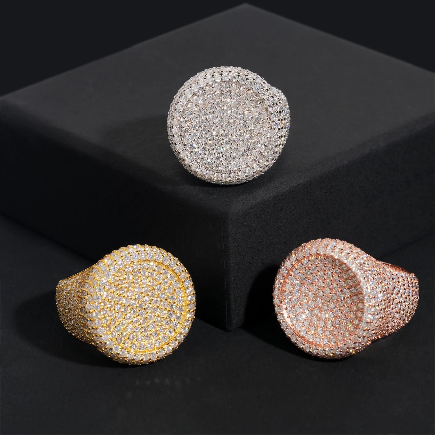 Moissanite Round Ring – D Color Hip Hop Design with GRA Certificate | S925 Sterling Silver Jewelry