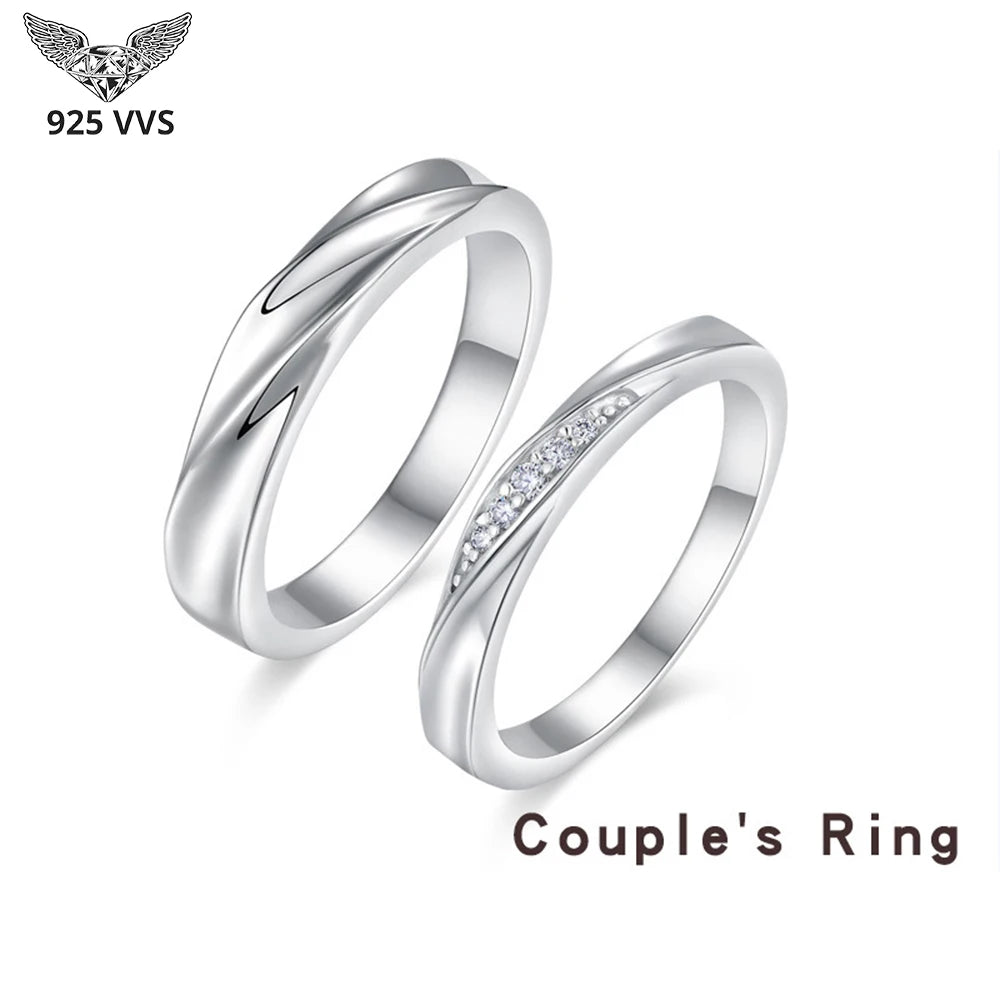 Moissanite Ring – Dazzling Delicate Couple Band | 925 Sterling Silver Luxury Wedding & Valentine’s Day Jewelry for Men & Women
