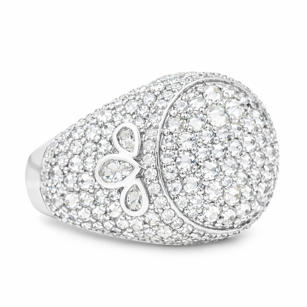 Half Clover Ring – Inverted VVS D Color Stones, 925 Silver