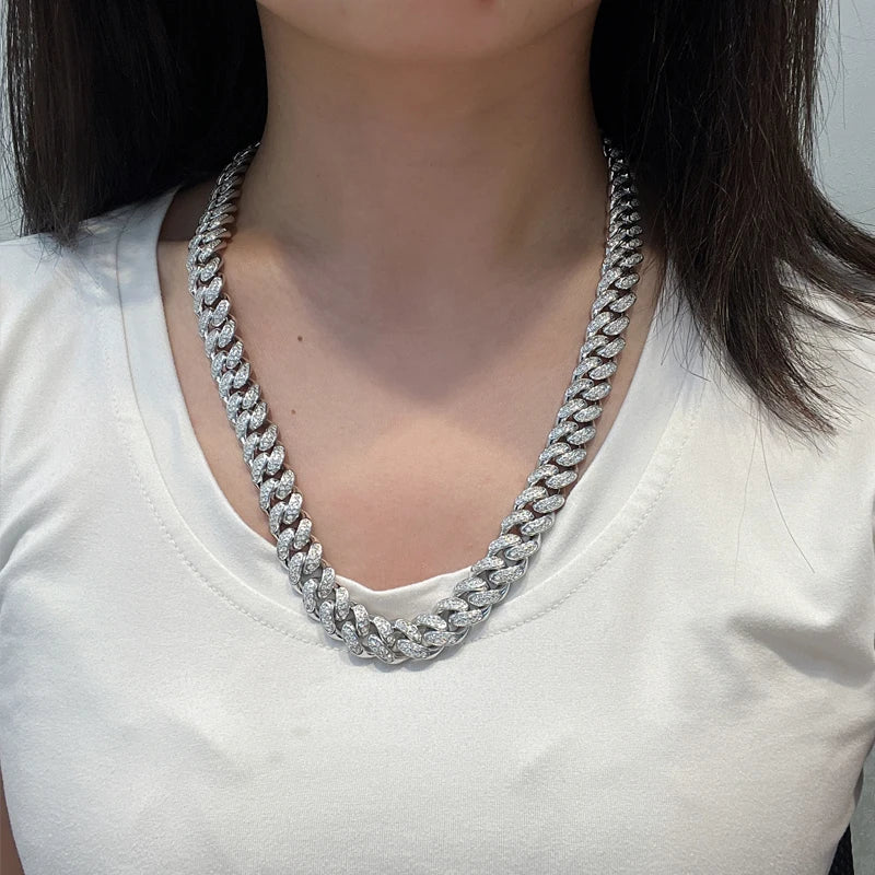 Moissanite Cuban Link Hip Hop Necklace – 6mm 8mm Full Diamond with GRA | 925 Sterling Silver Chain Jewelry for Men & Women