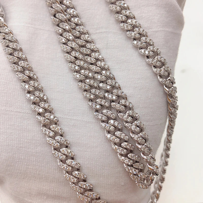 Moissanite Cuban Link Hip Hop Necklace – 6mm 8mm Full Diamond with GRA | 925 Sterling Silver Chain Jewelry for Men & Women
