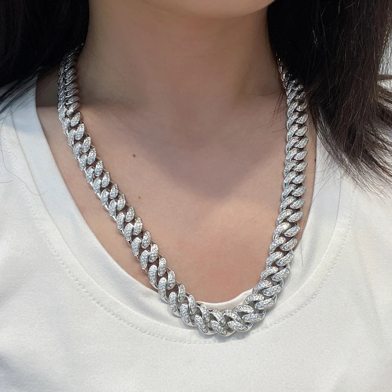 Moissanite Cuban Link Hip Hop Necklace – 6mm 8mm Full Diamond with GRA | 925 Sterling Silver Chain Jewelry for Men & Women