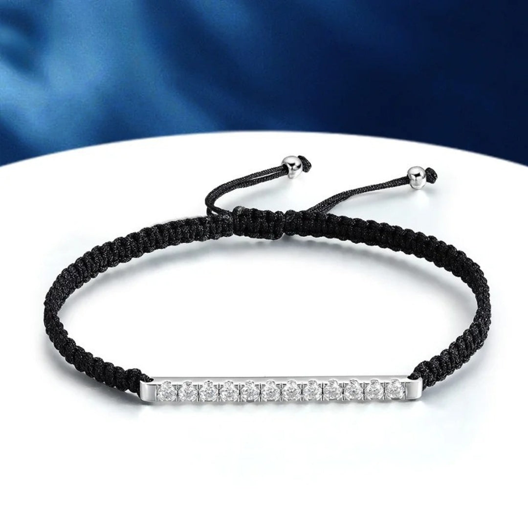 Moissanite Adjustable Bracelet – D Color with GRA Certificate | 925 Sterling Silver Braided Rope Chain Jewelry for Men & Women