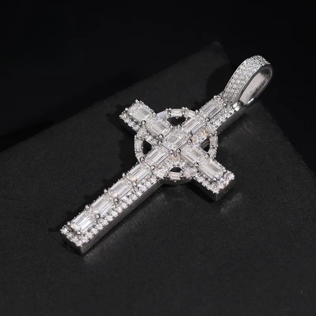 Moissanite Cross Pendant – Iced Out VVS Baguette Diamond | Hip Hop Fine Jewelry Custom Pendant In Stock