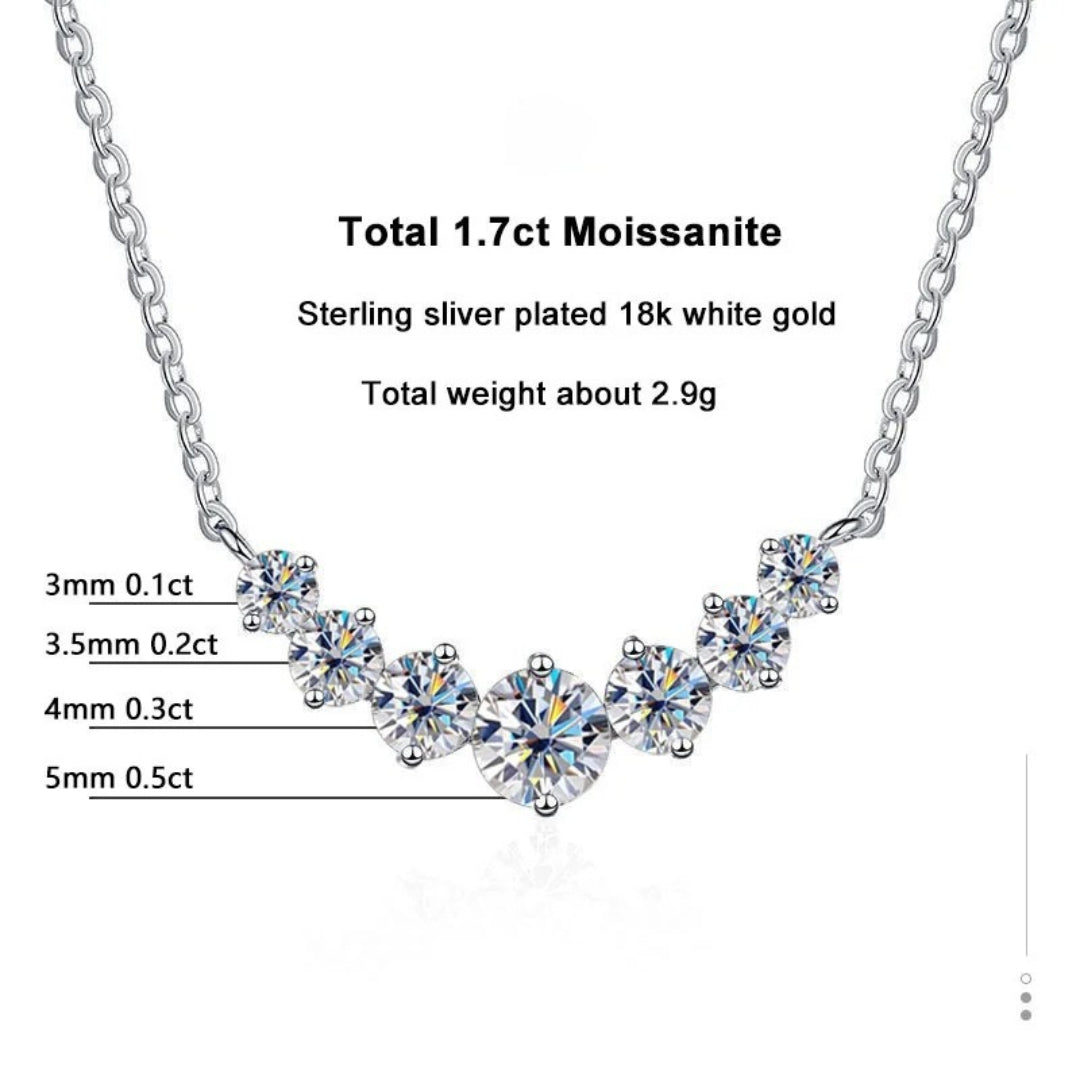 Moissanite Necklace – 18k White Gold Plated | 925 Sterling Silver | Fine Wedding Jewelry for Men & Women