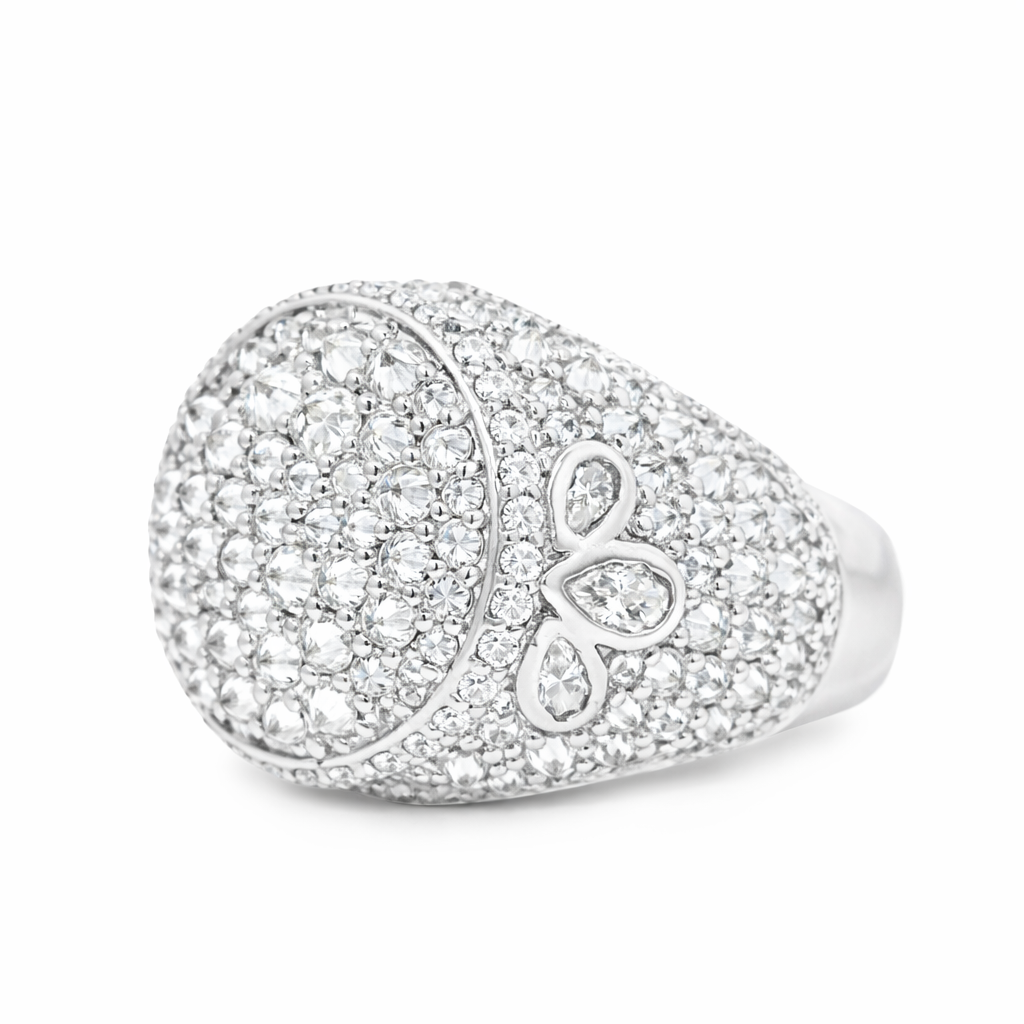 Half Clover Ring – Inverted VVS D Color Stones, 925 Silver