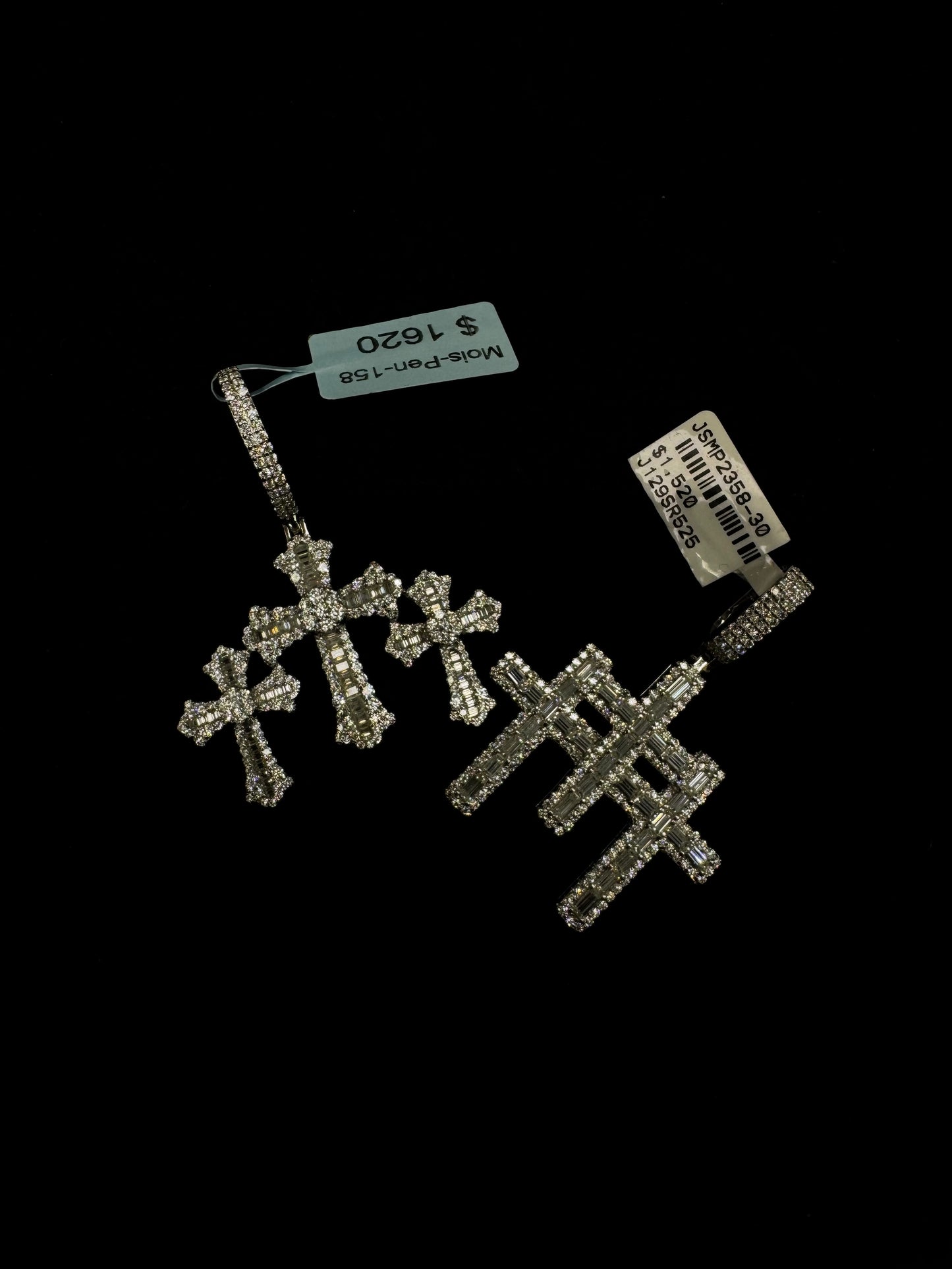 Iced Triple Cross Pendant – VVS D Color Stones, 925 Silver