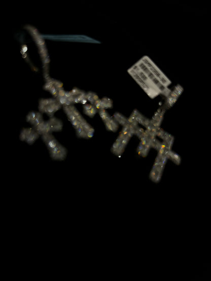 Iced Triple Cross Pendant – VVS D Color Stones, 925 Silver