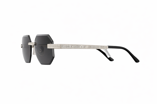 Iced Octagon Sunglasses – VVS D Color Stones, 925 Silver Accents