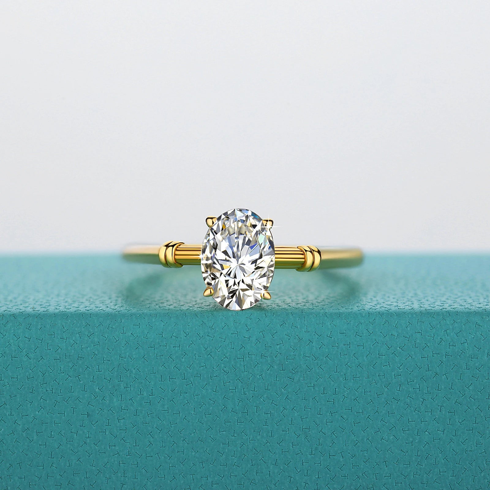 Moissanite Engagement Ring – 1.5CT Oval Crushed Ice Design | Genuine 14K 585 Yellow Gold Luxury Wedding Fine Jewelry for Women