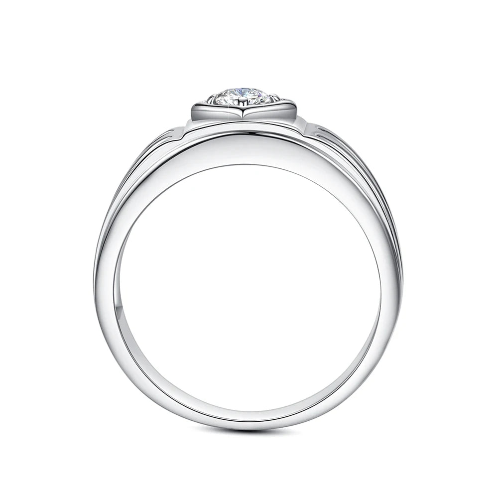 Moissanite Ring for Men – D Color Luxury Engagement Wedding Jewelry with Certificate | 925 Sterling Silver Male Ring