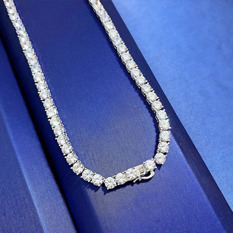 Moissanite Diamond Necklace – Trendy 100% Real Engagement Wedding Choker | 925 Sterling Silver Jewelry for Women & Men