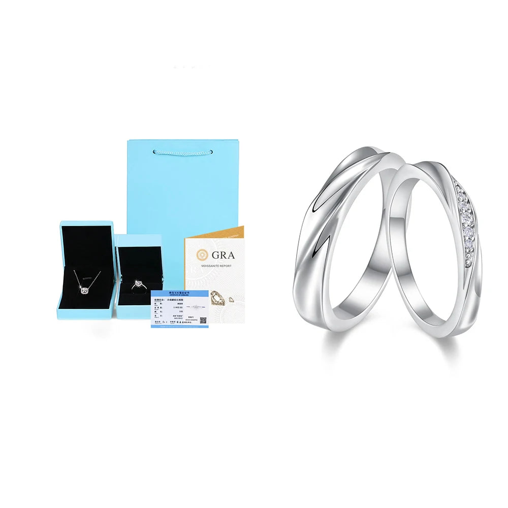 Moissanite Ring – Dazzling Delicate Couple Band | 925 Sterling Silver Luxury Wedding & Valentine’s Day Jewelry for Men & Women