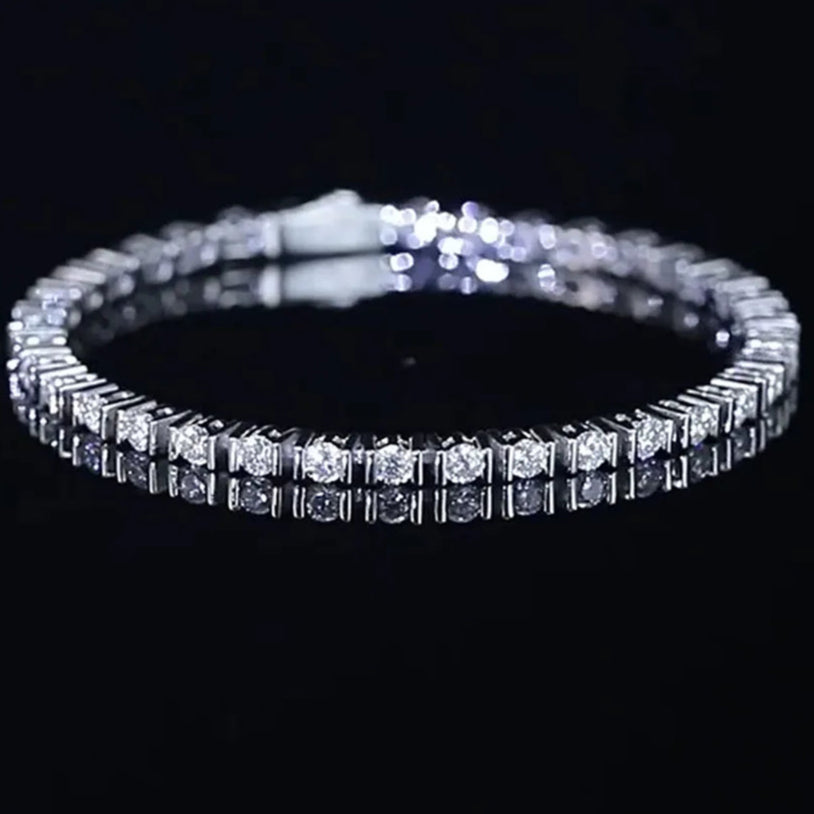 Moissanite Tennis Bracelet – 3mm Sparkling Wedding Jewelry | 925 Sterling Silver Tennis Chain for Men & Women
