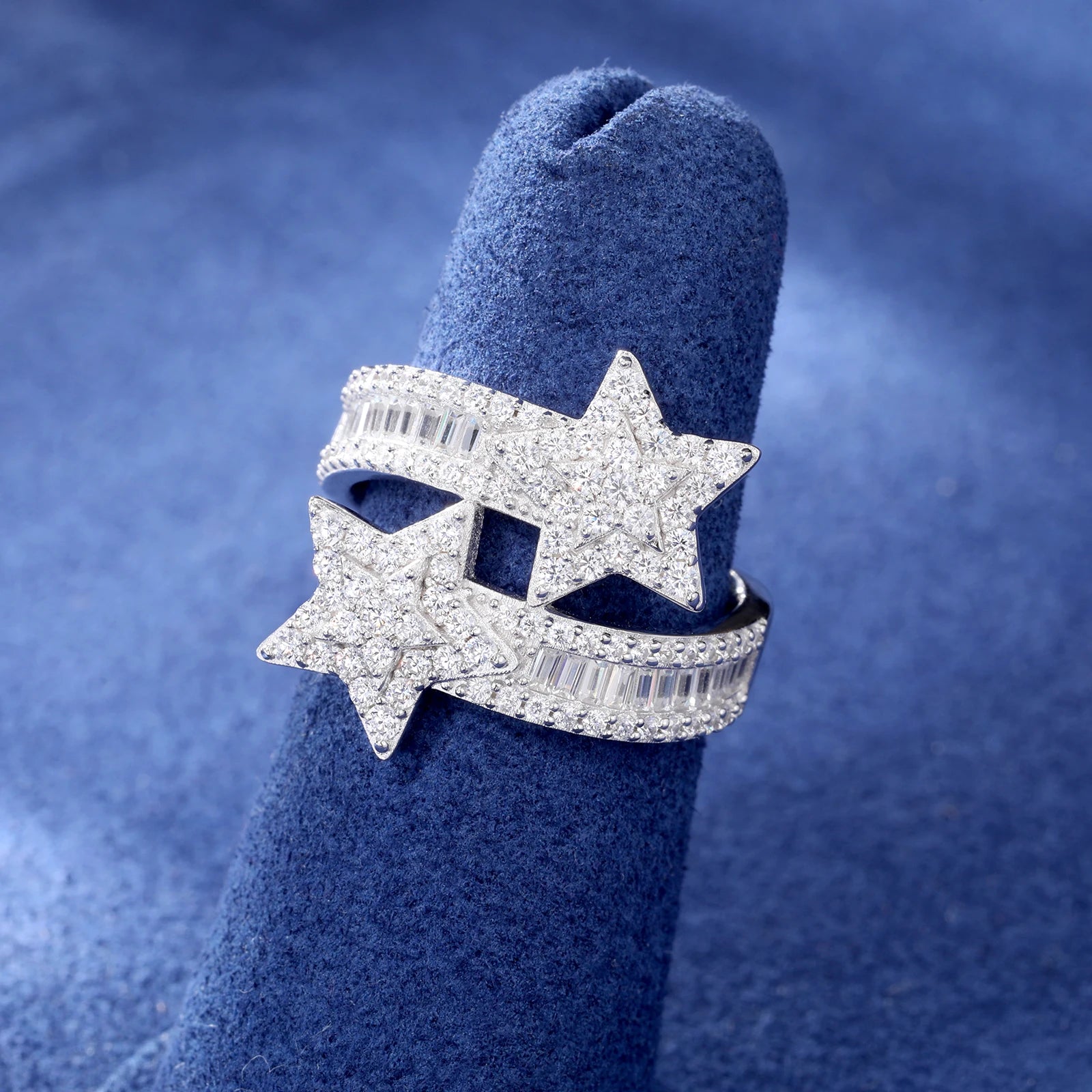 Moissanite Star Ring – Iced Out Design | 925 Sterling Silver Luxury Jewelry for Men & Women