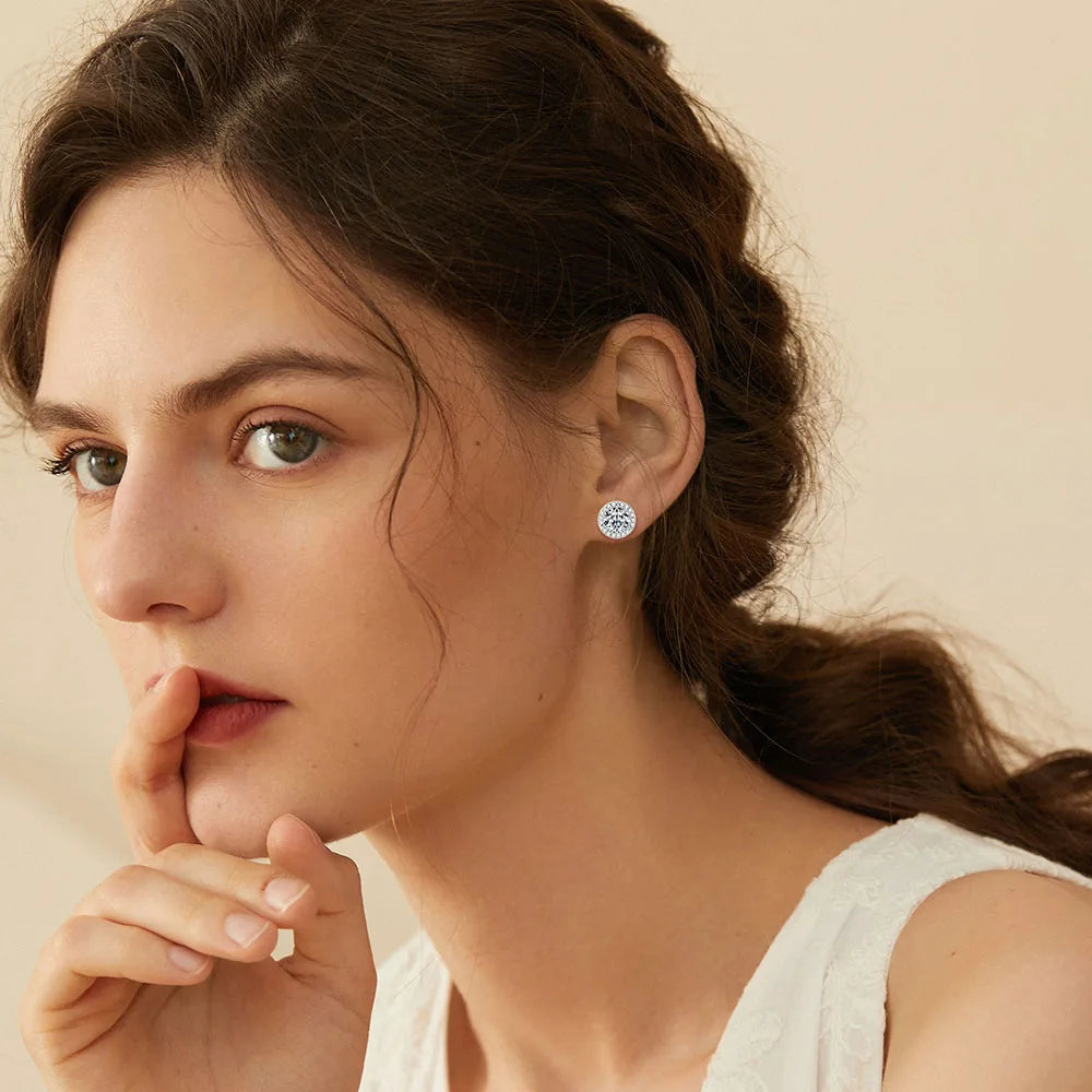 Circle thread moissanite earrings