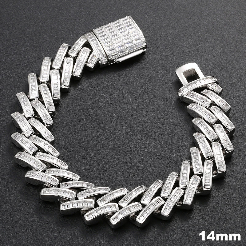 Moissanite Cuban Bracelet – D VVS Full Diamond 6mm–20mm | 925 Sterling Silver Iced Out Hip Hop Jewelry for Men & Women