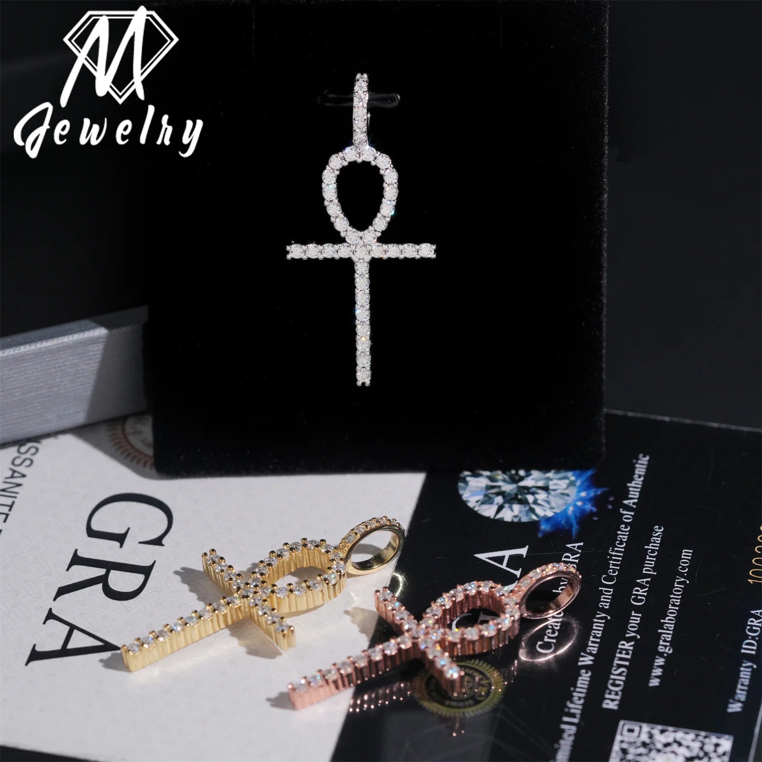 Moissanite Cross Pendant – Iced Out Diamond Hip Hop Jewelry | 925 Sterling Silver New Arrivals Bulk Stock Pendants Set