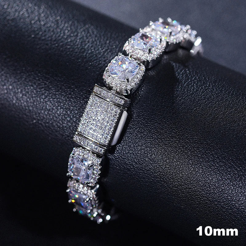 Moissanite Cuban Bracelet – D VVS Full Diamond 6mm–20mm | 925 Sterling Silver Iced Out Hip Hop Jewelry for Men & Women