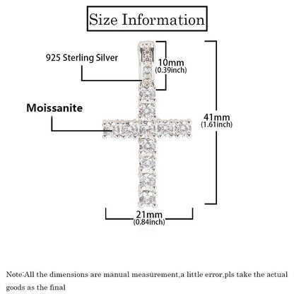 Tennis cross moissanite pendant