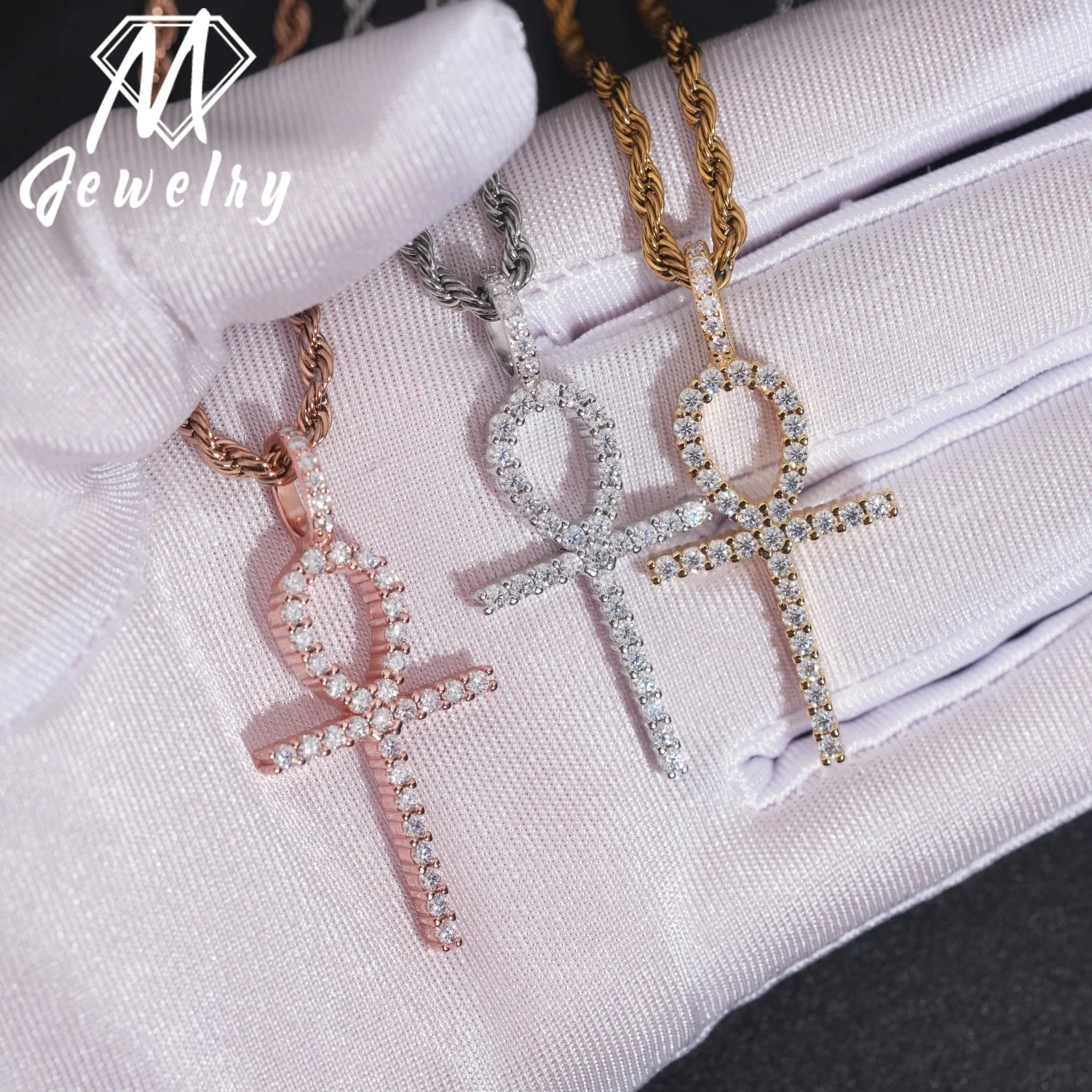 Moissanite Cross Pendant – Iced Out Diamond Hip Hop Jewelry | 925 Sterling Silver New Arrivals Bulk Stock Pendants Set