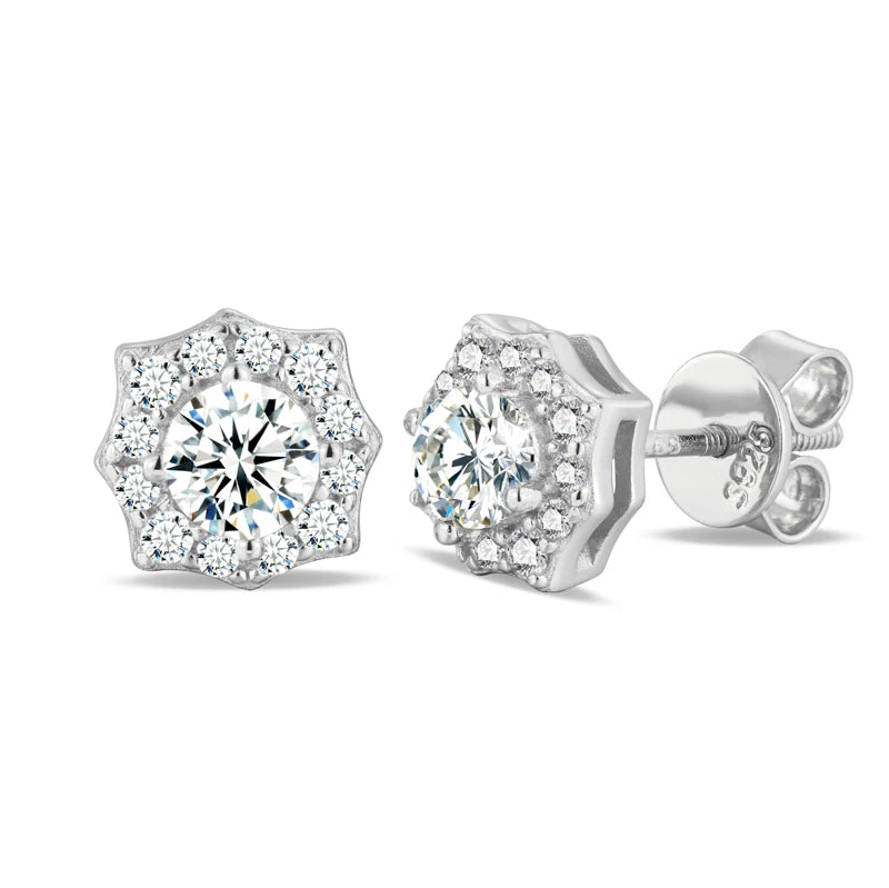 Eight point moissanite earrings