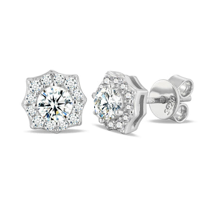 Eight point moissanite earrings