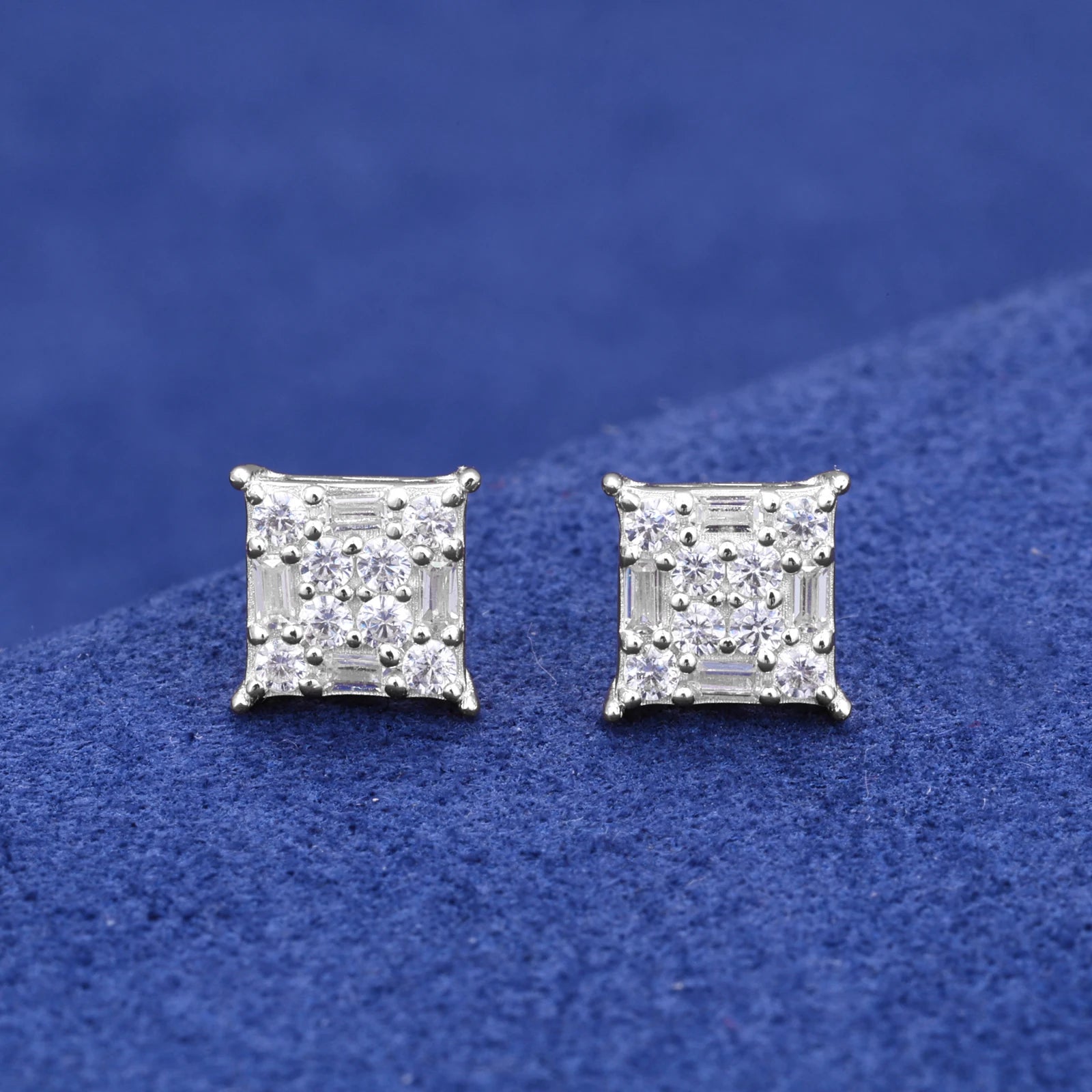 Moissanite Stud Earrings – Baguette Cut | S925 Sterling Silver Pass Tester Jewelry for Men & Women