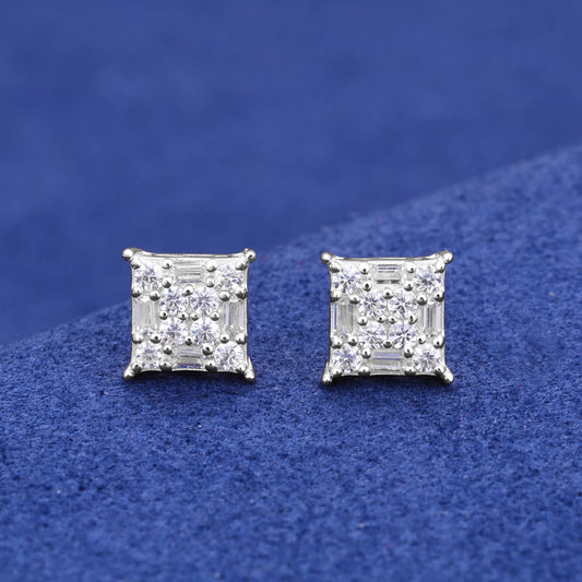 Baguette cut moissanite earrings
