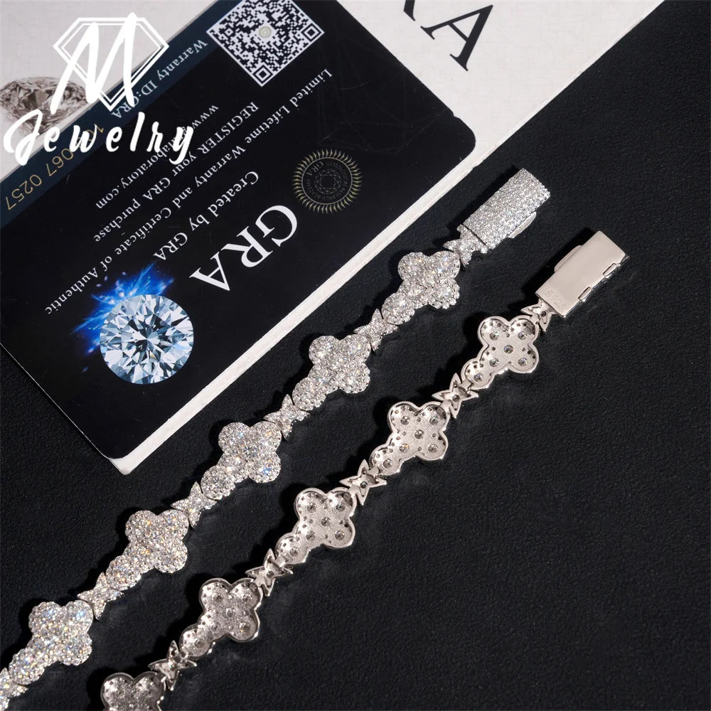 Moissanite Cuban Bracelet – 13mm VVS Iced Out Chain | 925 Sterling Silver Hip Hop Pass Diamond Tester Jewelry