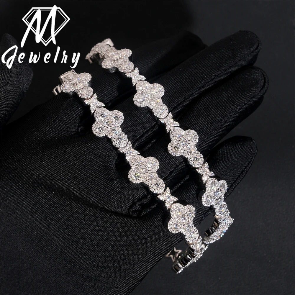 Moissanite Cuban Bracelet – 13mm VVS Iced Out Chain | 925 Sterling Silver Hip Hop Pass Diamond Tester Jewelry