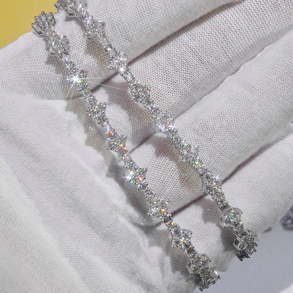 Moissanite Tennis Bracelet – Iced Out VVS with Spring Buckle | 925 Sterling Silver Tennis Chain Jewelry for Men & Women