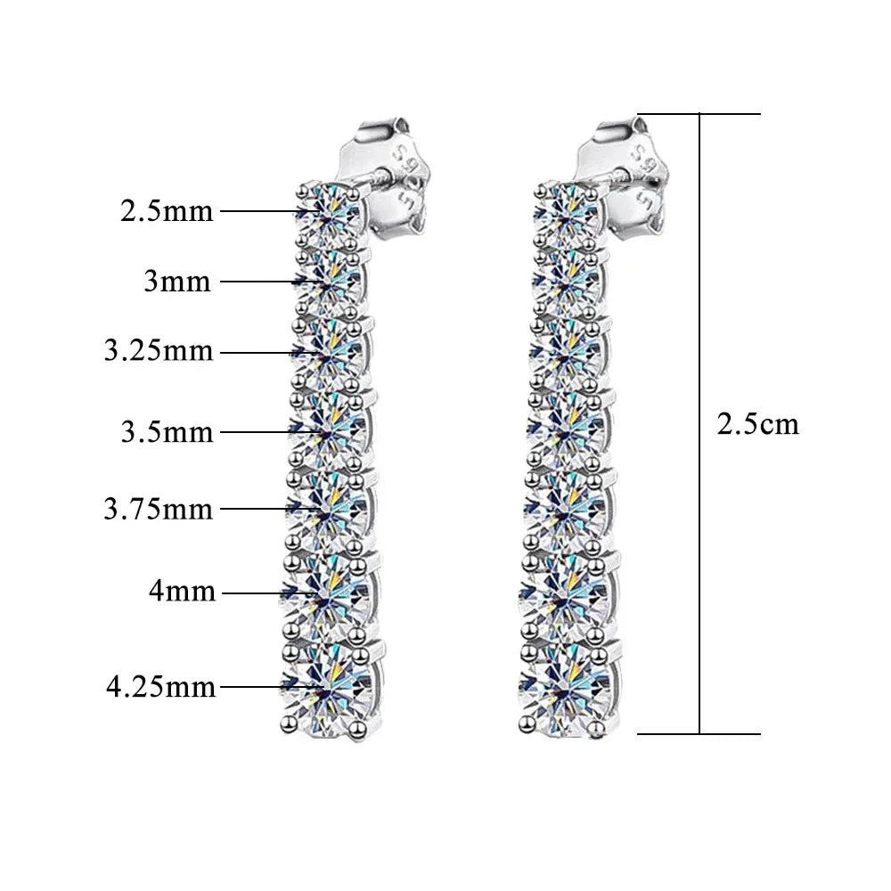 Moissanite Drop Earrings – 2.8CT Tassel Dangle Bridal Wedding Jewelry | 925 Sterling Silver Earrings for Women