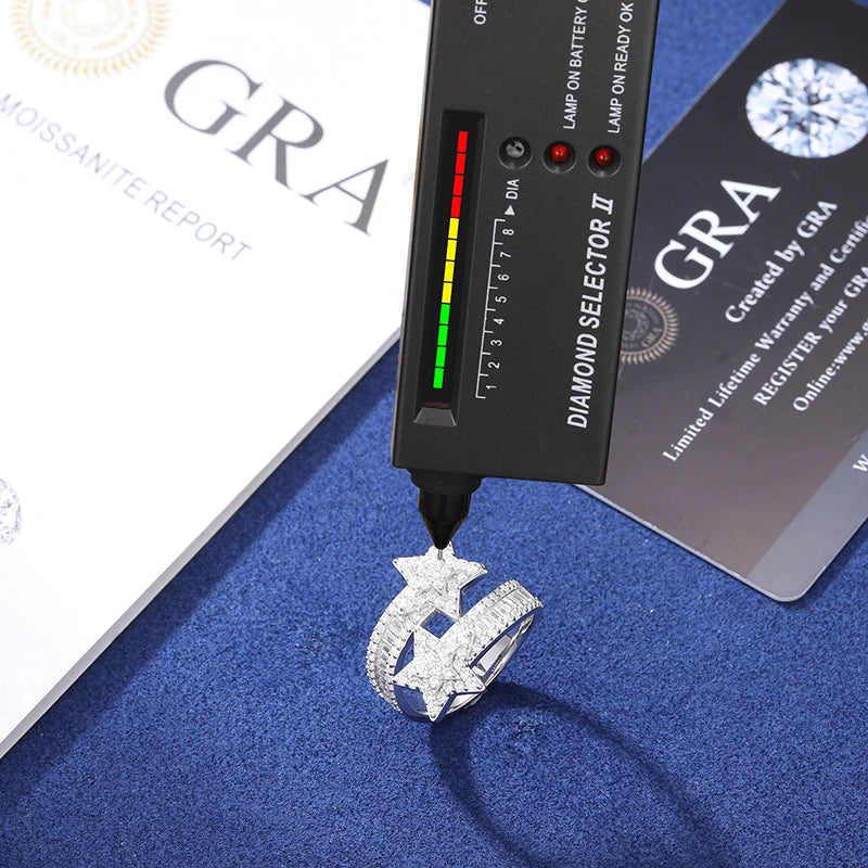 Moissanite Star Ring – Iced Out Design | 925 Sterling Silver Luxury Jewelry for Men & Women