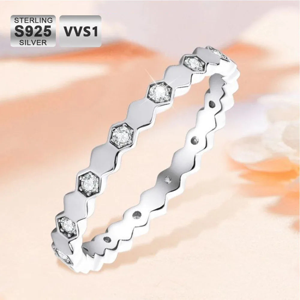 Moissanite Ring for Women – Honeycomb Design VVS Diamond Wedding & Engagement Ring | 925 Sterling Silver Daily Wear Jewelry Gift