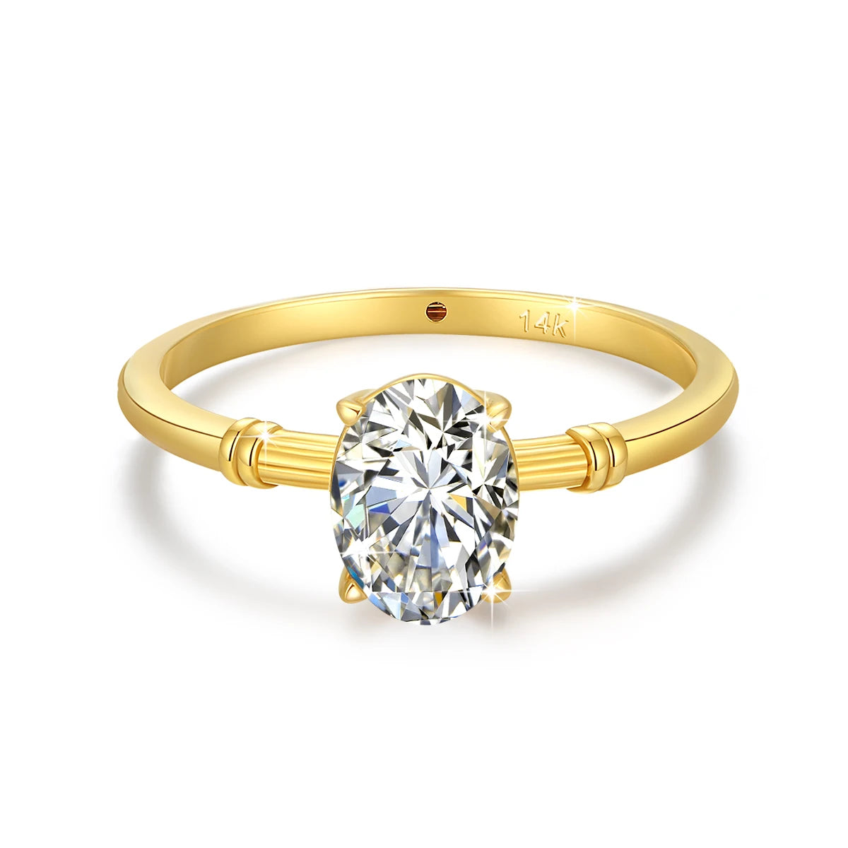 Moissanite Engagement Ring – 1.5CT Oval Crushed Ice Design | Genuine 14K 585 Yellow Gold Luxury Wedding Fine Jewelry for Women