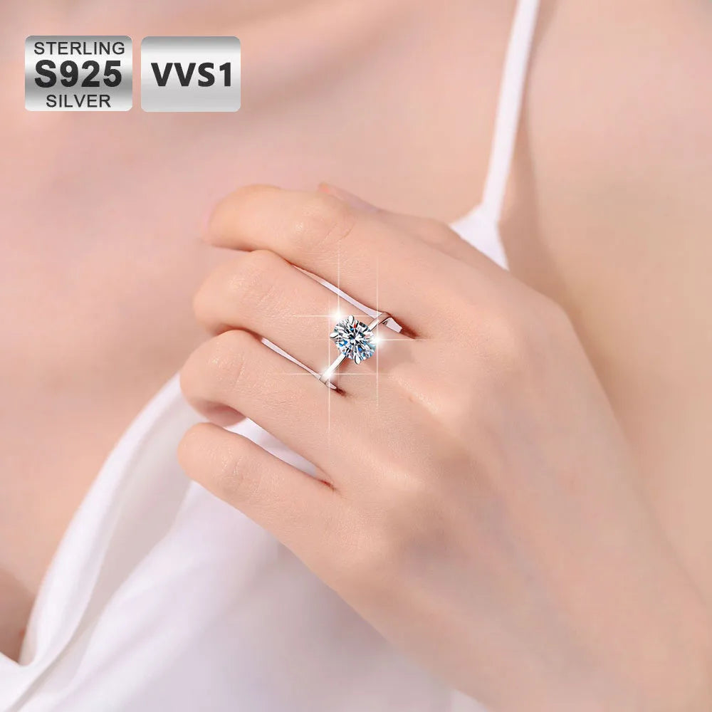 Moissanite Ring – 0.5ct 1ct 2ct 3ct Oval Egg-Shaped Design | 18K Gold Plated 925 Sterling Silver Simple Wedding Ring for Women