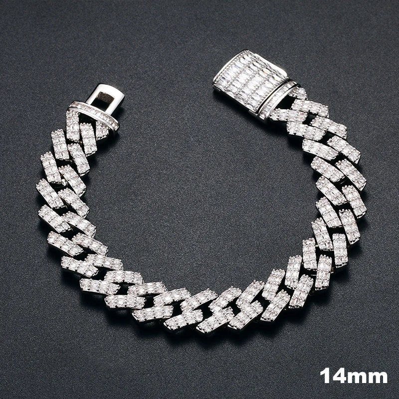 Moissanite Cuban Bracelet – D VVS Full Diamond 6mm–20mm | 925 Sterling Silver Iced Out Hip Hop Jewelry for Men & Women